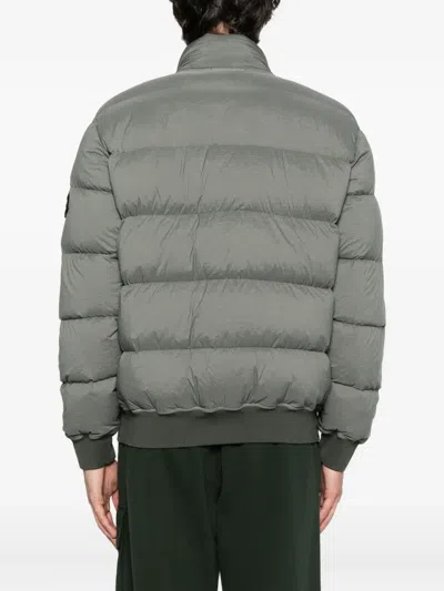 Stone Island Quilted Zip-front Jacket In Green