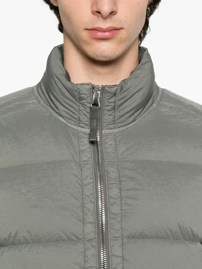 Stone Island Quilted Zip-front Jacket In Green