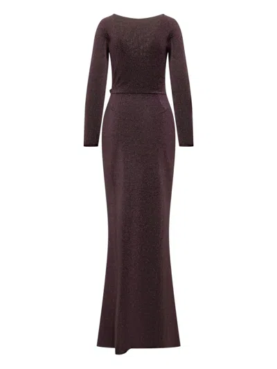 Chiara Boni La Petite Robe Glitter Wrap-detail Maxi Dress In Brown