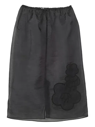 Cecilie Bahnsen Bambi Floral-embroidered Midi Skirt In Black