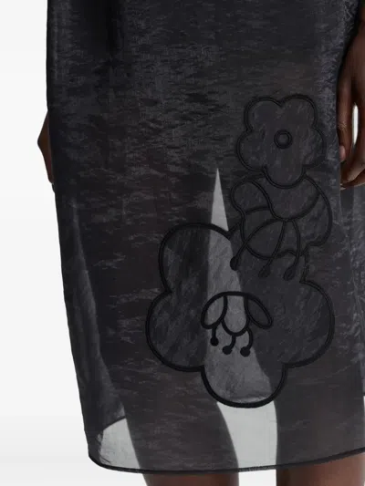 Cecilie Bahnsen Bambi Floral-embroidered Midi Skirt In Black