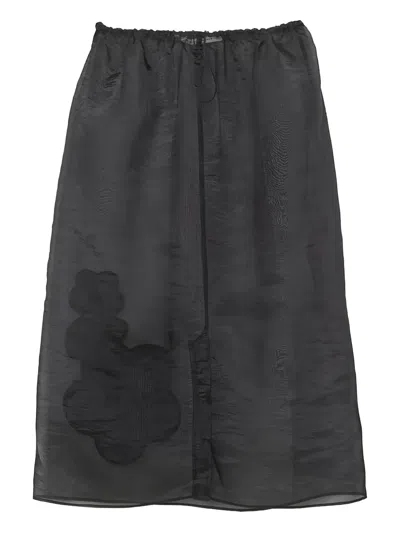 Cecilie Bahnsen Bambi Floral-embroidered Midi Skirt In Black