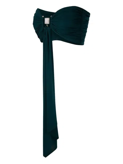 Christopher Esber Draped One-shoulder Top Ruched Detailing In Green