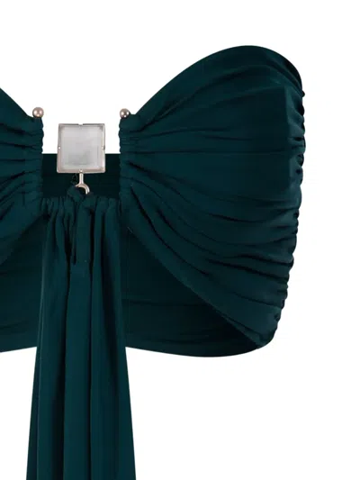 Christopher Esber Draped One-shoulder Top Ruched Detailing In Green