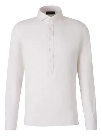 Gran Sasso Buttoned-cuffs Long-sleeves Polo Shirt In White
