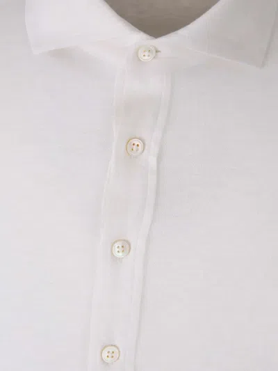 Gran Sasso Buttoned-cuffs Long-sleeves Polo Shirt In White