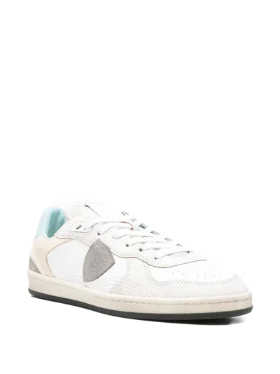 Philippe Model Veau Crackle Blanc Ciel Sneakers In White