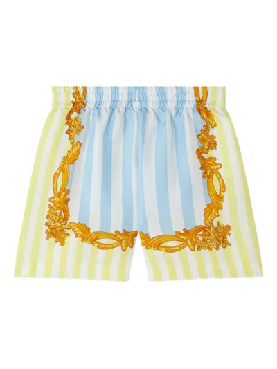 Versace Baroque-print Striped Shorts In Multi