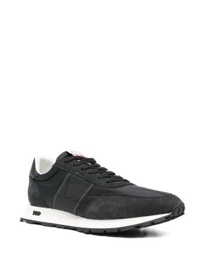 Philippe Model Low Top Sneakers With Rubber Sole And Suede Accents In Black