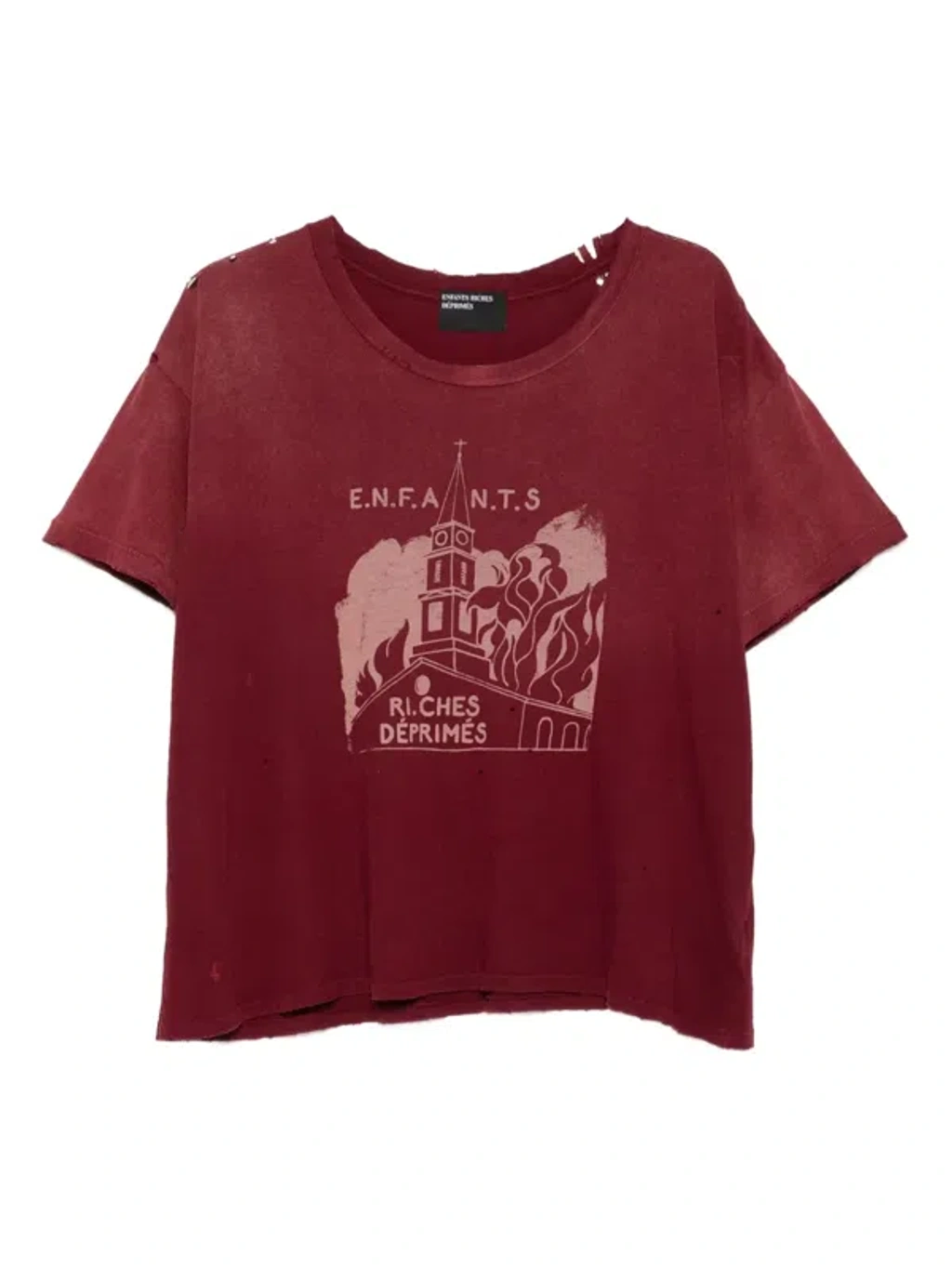 Enfants Riches Deprimes Burning Church Cotton T-shirt With