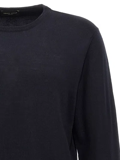 Roberto Collina Crew Neck Merino Wool Sweater In Black