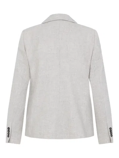 Brunello Cucinelli Double Breasted Wool And Cashmere Jacket In White