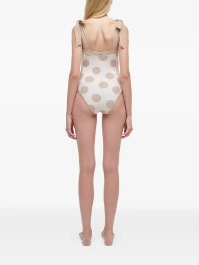 Simkhai Polka-dot Tie-detail Swimsuit In Neutral