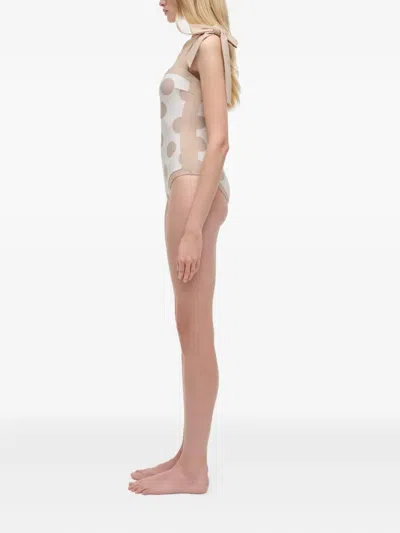 Simkhai Polka-dot Tie-detail Swimsuit In Neutral