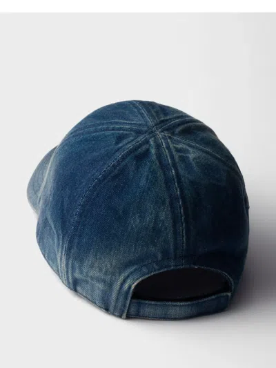 Prada Enamel Triangle Logo Baseball Cap In Blue