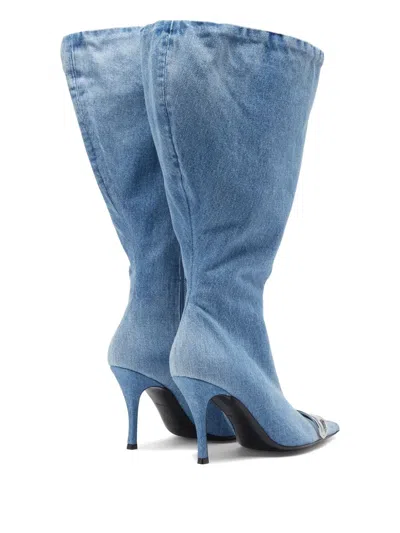 Diesel D-venus-wide Knee-high Boots In Denim In Blue
