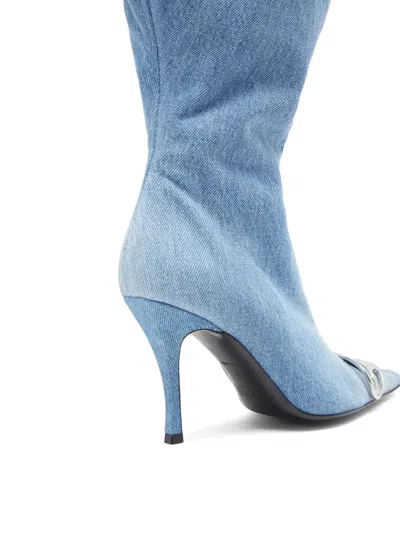 Diesel D-venus-wide Knee-high Boots In Denim In Blue
