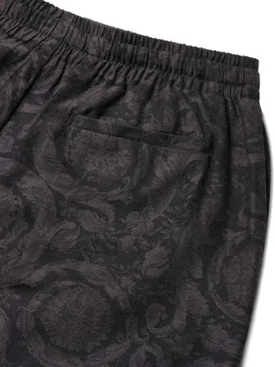 Versace Baroque-print Drawstring Trousers In Brown