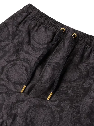 Versace Baroque-print Drawstring Trousers In Brown
