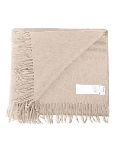 Max Mara Fringed Cashmere Scarf In Neutral