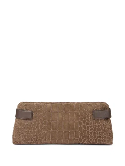 Brunello Cucinelli Essence Crocodile-embossed Clutch Bag