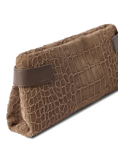 Brunello Cucinelli Essence Crocodile-embossed Clutch Bag