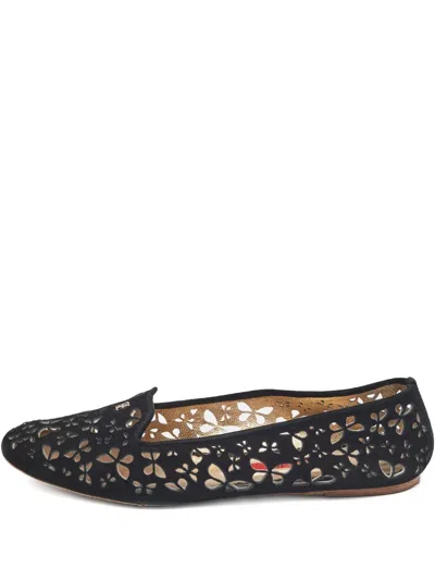 Pre-owned Carolina Herrera Vintage  Flower Cut-out Ballet Flats