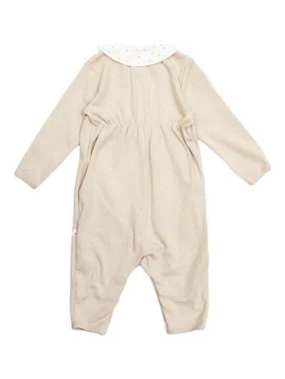 Bonpoint Embroidered-collar Cotton Romper In Brown
