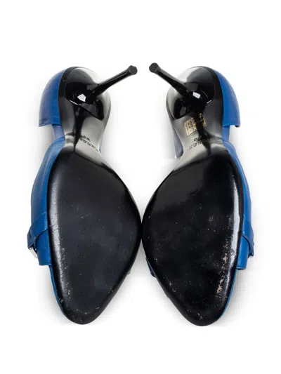 Pre-owned Gucci 95mm Horsebit Pumps In Blue