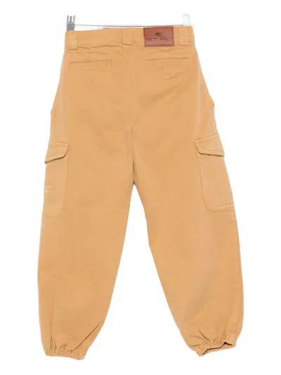 Etro Pegasus-motif Cargo Trousers In Gold
