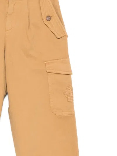 Etro Pegasus-motif Cargo Trousers In Gold