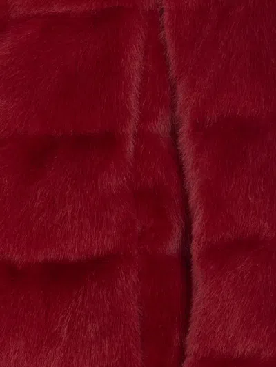 Herno Padded Jacket With Faux Fur Texture In Red