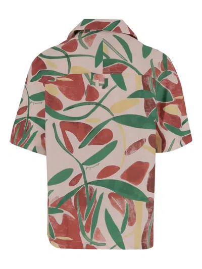 Jacquemus Mens La Chemise Fonccio Graphic-print Cotton Shirt Abstract Vegetal Pi In Green
