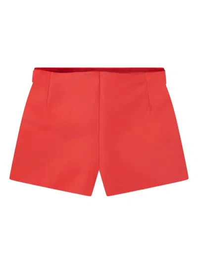Mama Luma Pleated Bow-belt Shorts In Red