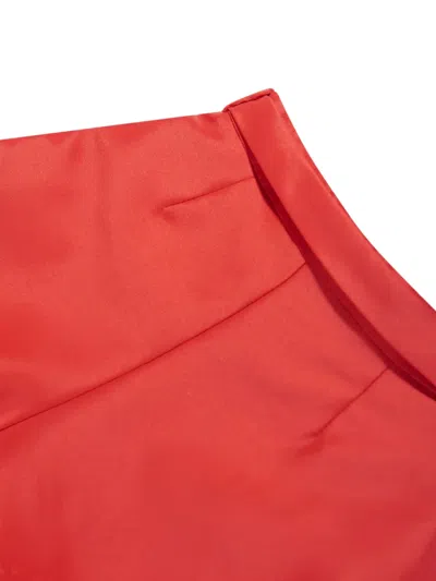 Mama Luma Pleated Bow-belt Shorts In Red