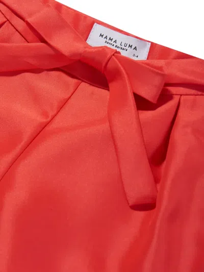 Mama Luma Pleated Bow-belt Shorts In Red