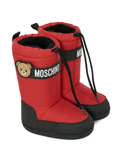Moschino Teddy-motif Snow Boots In Red