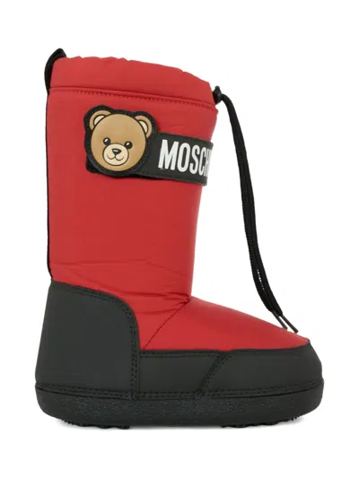 Moschino Teddy-motif Snow Boots In Red