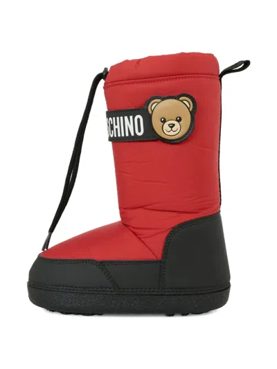 Moschino Teddy-motif Snow Boots In Red