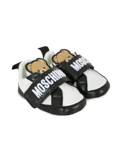 Moschino Teddy-motif Logo-strap Sneakers In White