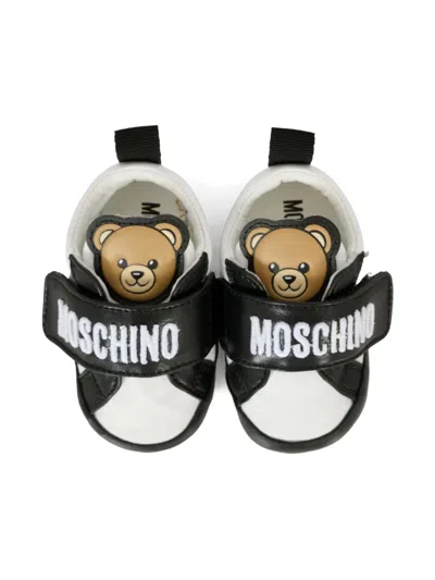 Moschino Teddy-motif Logo-strap Sneakers In White