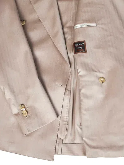 Franzese Collection Double-breasted Beige Suit With Herringbone Pattern In Multi