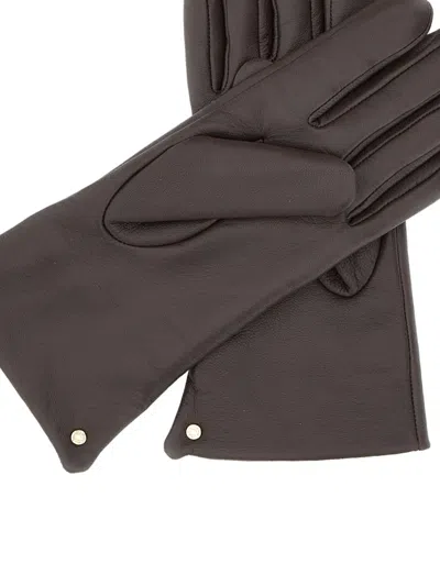 Gianni Chiarini Leather Gloves In Brown