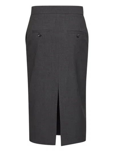Blanca Vita Anthracite Stretch Cady Galizia Midi Pencil Skirt In Black