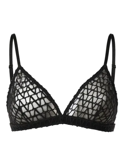 Valentino Logo-pattern Triangle Bra In Black