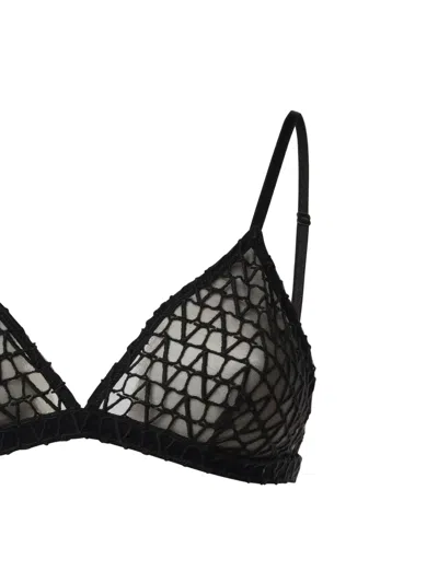 Valentino Logo-pattern Triangle Bra In Black