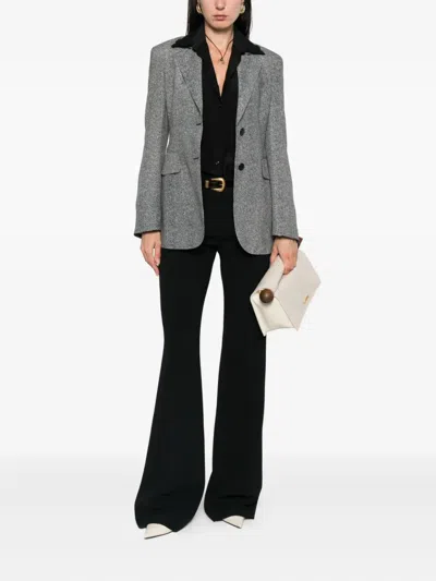 Ermanno Scervino Tailored Single-breasted Blazer With Herringbone Pattern In Brown