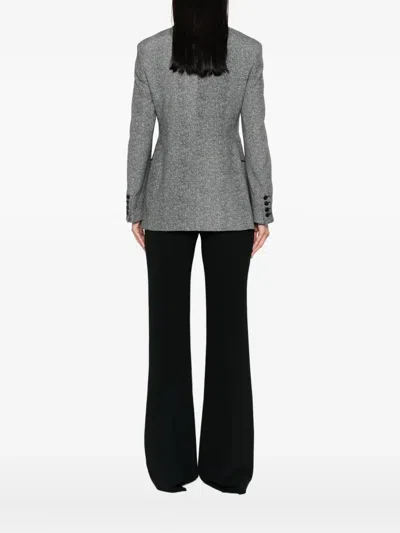 Ermanno Scervino Tailored Single-breasted Blazer With Herringbone Pattern In Brown
