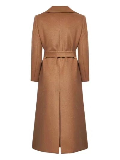 Blanca Vita Camel Wool Blend Calistea Wrap Coat In Brown