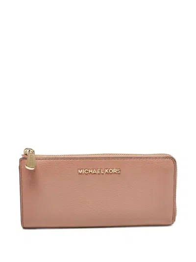Pre-owned Michael Kors Vintage Logo-lettering Leather Wallet In Pink